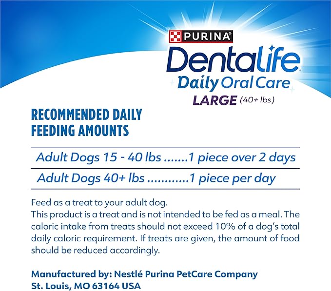 DentaLife Daily Oral Care Dog Treats for Large Dogs 40 plus lbs., Chewy Dental Treat to Freshen Breath and Fight Tartar, Chicken Flavor, 36 oz., 30 Chews - 30 ct. Pouch-Mewly Pet