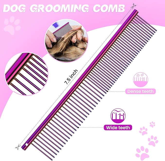 JASON Dog Grooming Scissors Kit, Professional 6 in 1 Dog Scissors Sharp Shears Set - Straight, Thinning, Chunker, Curved Shears and Comb for Long Short Hair for Dog Cat Pet-Mewly Pet