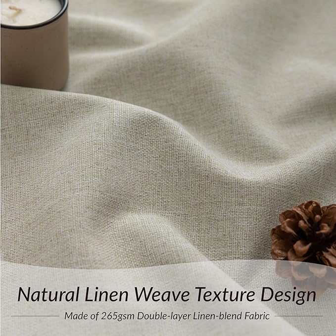 KangBang Full Blackout Pinch Pleat Curtains 102 Inches Long, Pleated Linen Drapes 2 Panels Set for Living Room Dining with Hooks, Thermal Insulated & Noise Reducing, 52Wx102L, Linen Color
