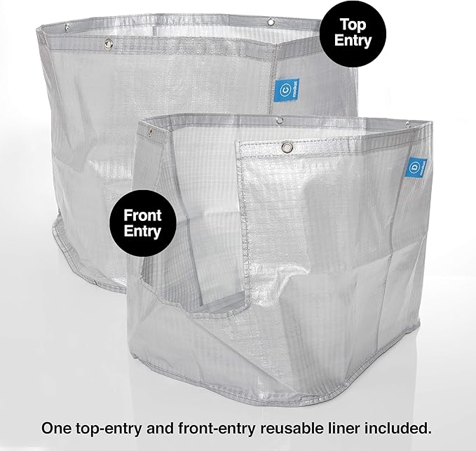 Modkat® XL Litter Box, Top or Front-Entry Configurable, Full Height Seamless Base, Reusable Litter Liners, Sifting Litter Scoop, 2X Bamboo Charcoal Filters - Gray-Mewly Pet