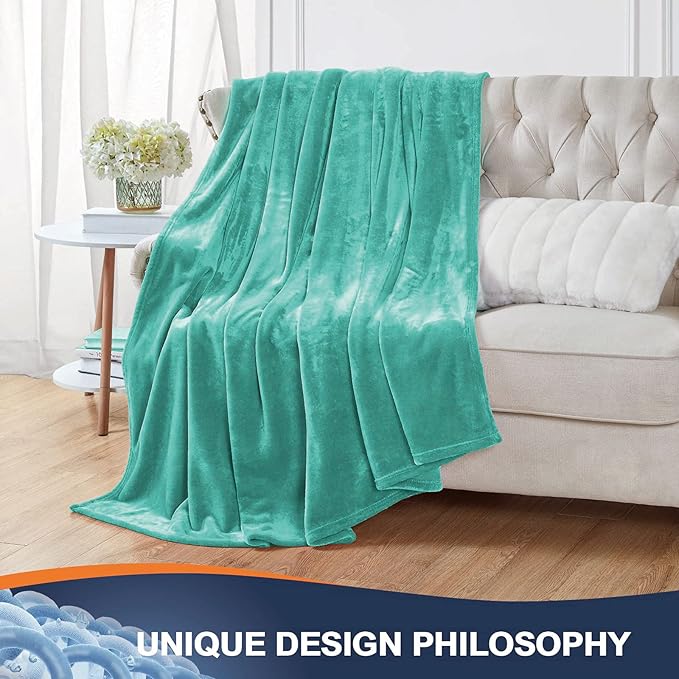 Walensee Fleece Blanket Plush Throw Fuzzy Lightweight (Throw Size 50x60 Turquoise) Super Soft Microfiber Flannel Blankets for Couch, Bed, Sofa Ultra Luxurious Warm and Cozy for All Seasons