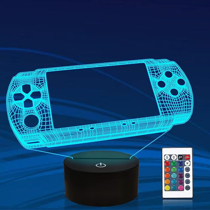 Attivolife Gameped 3D Illusion Lamp, Handheld Game Console Night Light with Remote Control + Timer 16 Color Change Lamps Kids Gamer Room Decor Plug in Cool Festival Birthday Gifts for Boys Men Child