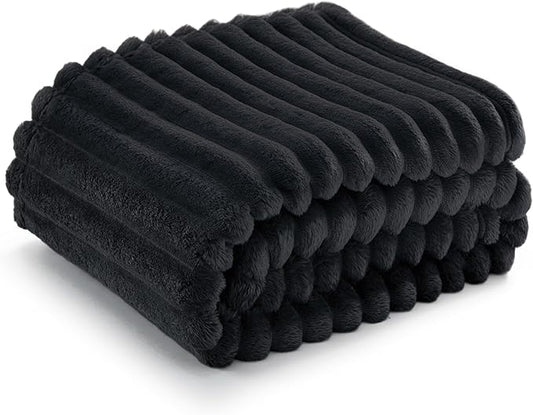 Bedsure GentleSoft Twin Blanket for Couch - Cozy Soft Blankets for Women, Cute Small Fleece Throws for Girls, Black, 60x80 Inches