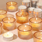 18 pcs Gold Tealight Candle Holders with 18PCS Tealights, Glass Votive Candle Holders Set for Table Centerpiece, Home Decor and Party Supplies