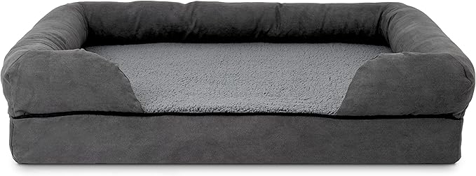 The Dog’s Bed, Large Grey Plush (no Logo), Memory Foam, Pain Relief: Arthritis, Hip & Elbow Dysplasia, Post Surgery, Lameness, Supportive, Calming, Waterproof Washable Cover, Veterinary Approved-Mewly Pet