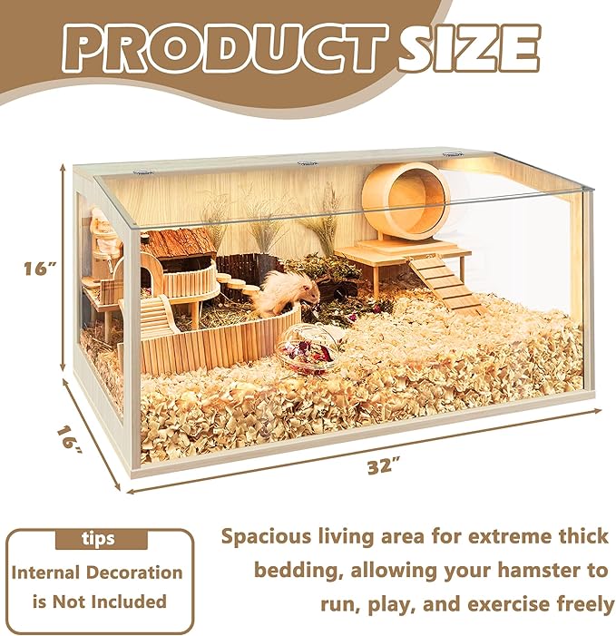 Prolee Hamster Cage Chewproof, Large Hamster Cages and Habitats 32 Inch Guinea Pig Cages Openable Top with Acrylic Sheets Solid Built, 32"-Mewly Pet