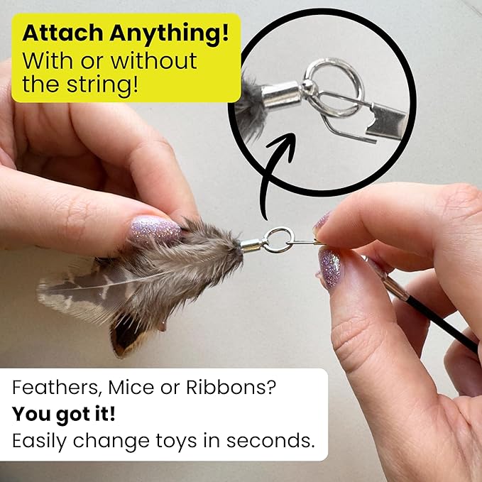 Forever Stick 2 Pack - The Unbreakable Cat Toy Wand, Extra Long Durable Interactive Cat Toy for Indoor Cats, Feather Kitten Toys for Bored Indoor Adult Cats, Bird Teaser Cat Accessories-Mewly Pet