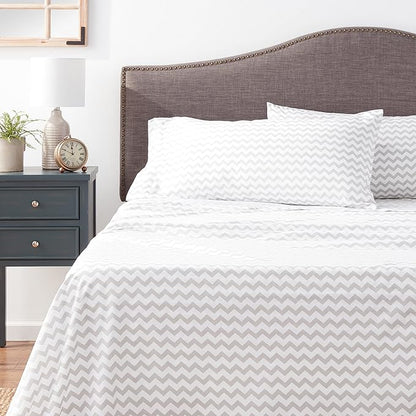 King Size Sheets - Breathable Luxury Bed Sheets with Full Elastic & Secure Corner Straps Built In - 1800 Supreme Collection Extra Soft Deep Pocket Bedding Set, Sheet Set, King, Chevron Gray