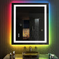 LOAAO 28"X32" LED Bathroom Mirror with Lights, Anti-Fog, Dimmable, RGB Backlit + Front Lighted, Bathroom Vanity Mirror for Wall, Memory Function