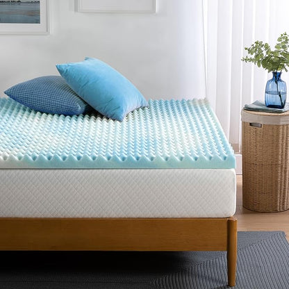 ZINUS 2 Inch Swirl Gel Cooling Memory Foam Mattress Topper, Smaller, More Convenient WonderBox Packaging, Cooling, Airflow Design, CertiPUR-US Certified, Queen