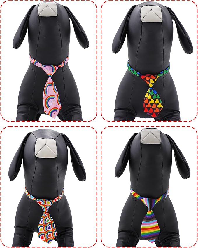 PET SHOW 10 Pack Pride Month Big Dog Ties Neckties for Large Breed Dogs XL Rainbow Neck Ties Bowties Girl Boy Pets LGBT Costumes Dog Adjustable Holiday Grooming Accessories Wedding Party Gift Favor-Mewly Pet