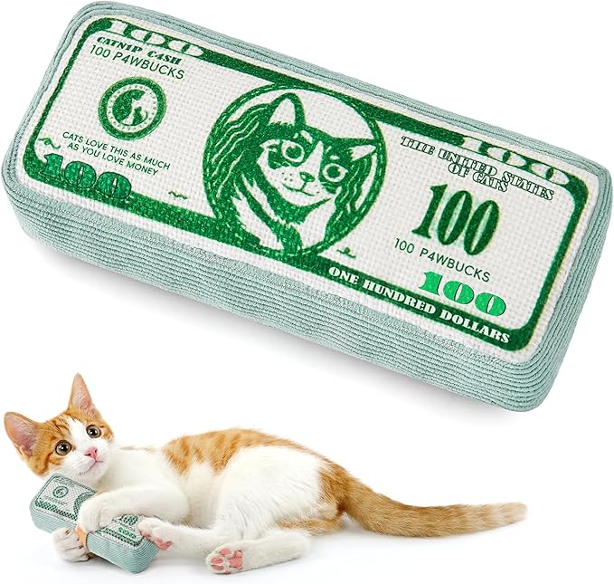 Potaroma Cat Toys US-Dollar Catnip Crinkly Sound Toy, Mesh Fabric for Teeth Cleaning, Interactive Kicker Toys for Indoor Kitten Exercise 6.0 Inches for All Breeds-Mewly Pet