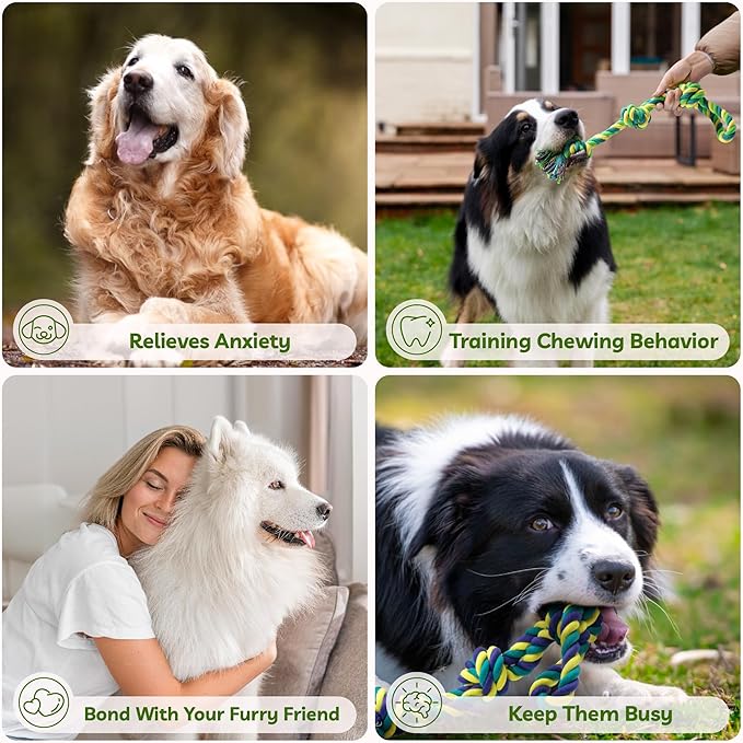 SHARLOVY Dog Rope Toy for Medium Dogs, 2 Pack Heavy Duty Dog Chew Toys for Aggressive Chewers, Interactive Tug of War Dog Toys for Medium to Large Breed-Mewly Pet