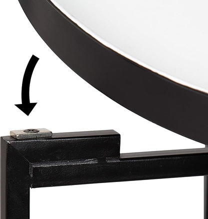 Kate and Laurel Celia Round Foldable Tray Accent Table, 14" x 14" x 25.75", White and Black, Modern Minimalist Design and Detachable Magnetic Tabletop