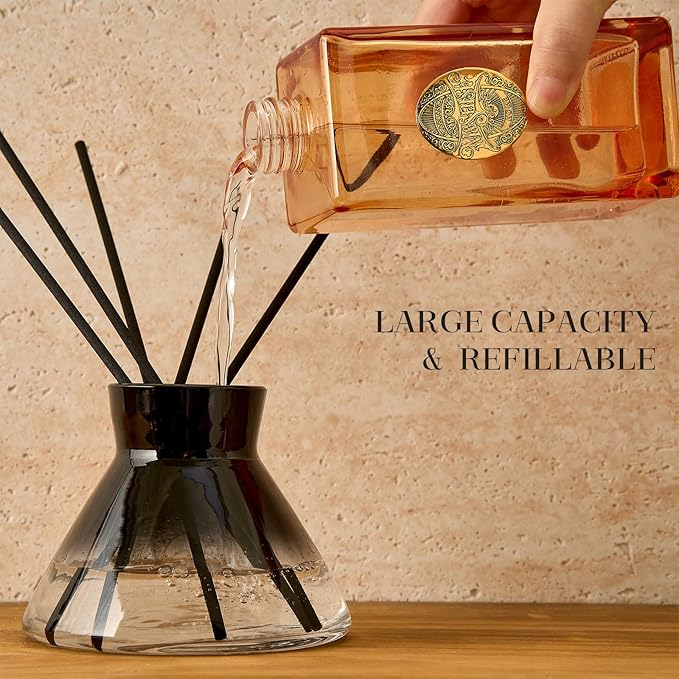 M&SENSE 10.14 oz Large Reed Diffuser Set | Oud Wood Scent Oil Diffuser with Sticks | Hotel Collection Non-Toxic Essential Oil |for Bedroom Bathroom Living Room