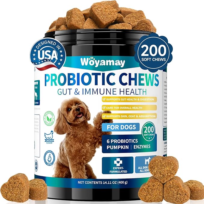 Dog Probiotic for Dogs, 200 Soft Treats Dog Probiotics for Digestive Health & Immune System, Probiotic Chews for Dogs, Support Gut Health|Itchy Skin|Diarrhea|Gas Relief Treatment-Mewly Pet