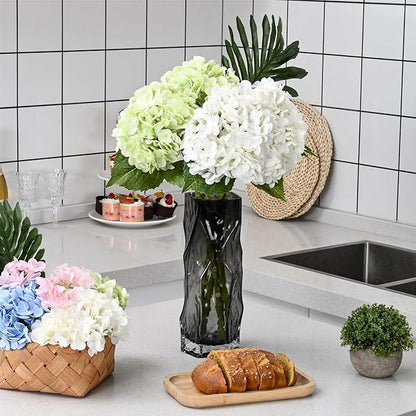 MARTINE MALL 4Pcs 21in Hydrangea Artificial Flowers, Latex Real Touch Hydrangeas Lifelike Large Hydrangea Flowers for Home Decor Party Arrangements Wedding Bouquets Centerpieces (2White&2Light Green)