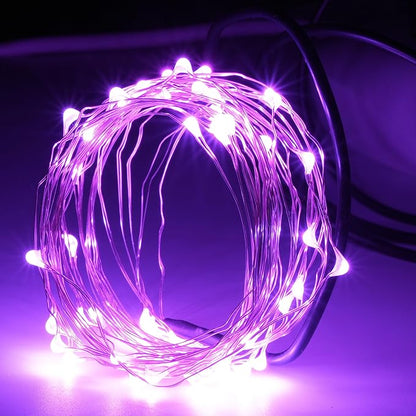 Karlling USB Plug in Fairy Lights, 50 LED 16Ft Starry String Lights, USB Powered Romantic Lights for Valentine's Day, Bedroom, Wedding, Party(Pink)