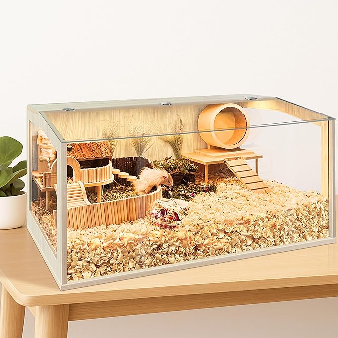 Prolee Hamster Cage Chewproof, Large Hamster Cages and Habitats 32 Inch Guinea Pig Cages Openable Top with Acrylic Sheets Solid Built, 32"-Mewly Pet