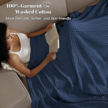 PHF 100% Cotton Waffle Blanket Oversized King 120"x120", Lightweight Breathable Extra Large 10'x10' Blankets for Bed, Giant Big Luxury Aesthetic Woven Bedding for Home Decor, Capulet Olive