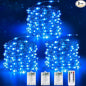 3 Pack Fairy Lights Battery Operated with Remote Control Timer, 26 FT 80 LED String Lights Outdoor Indoor Decoration, 8 Modes Twinkle Lights for Christmas Party Wedding Birthday Bedroom Décor (Blue)