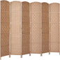 Rose Home Fashion Room Divider, 6 ft Tall Room Dividers and Folding Privacy Screens, 16in Privacy Screen 6 Panel Natural Space Temporary Wall Foldable Partition Separation