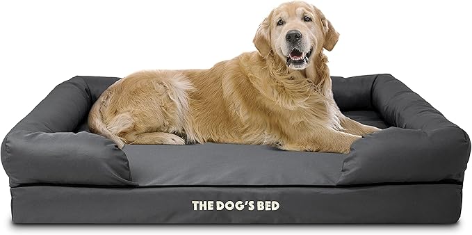 The Dog’s Bed XL Grey 43.5x34, Memory Foam, Pain Relief: Arthritis, Hip & Elbow Dysplasia, Post Surgery, Lameness, Supportive, Calming, Waterproof Washable Cover, Veterinary Approved-Mewly Pet