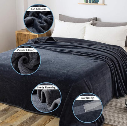 HOZY Soft King Size Blanket for Fall Winter Spring All Season Warm Fuzzy Summer Autumn Oversized Blankets for Cal King/California King Bed Fluffy Lightweight Dark Grey 90"x108"
