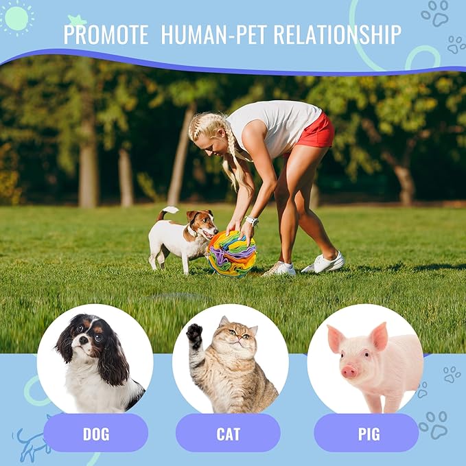 Pet Snuffle Ball, Puzzle Sniffing Interactive Dog Ball for Blind Dogs Training Stress Relief Dog Enrichment Toys Treat Machine Washable (20cm, Sweet Purple)-Mewly Pet