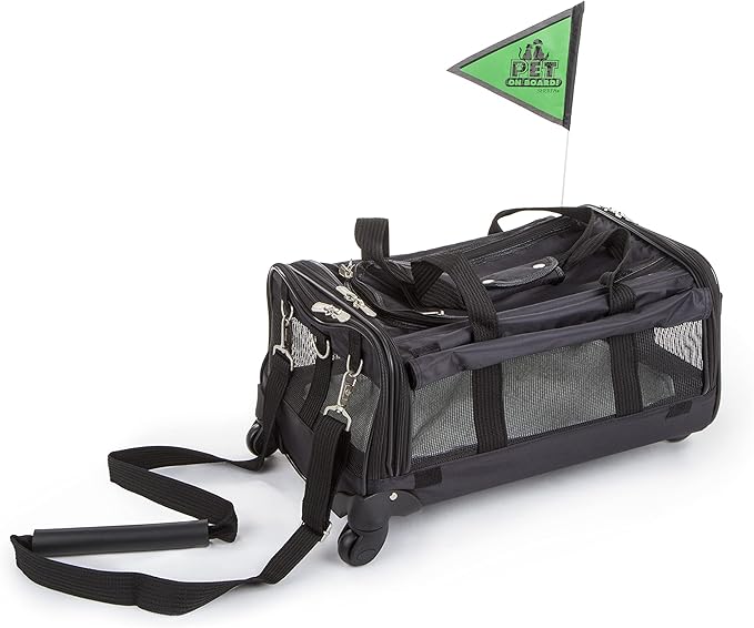 Sherpa on Wheels Indoor Pet Dog Carrier, Black Large for All Breed Sizes-Mewly Pet