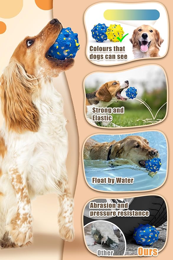 2.36'' Dog Balls for Dogs Aggressive Chewers Indestructible Tennis Durable Bouncy Interactive Dog Toy Balls for Fetch Game Floating Training(Blue Medium)-Mewly Pet