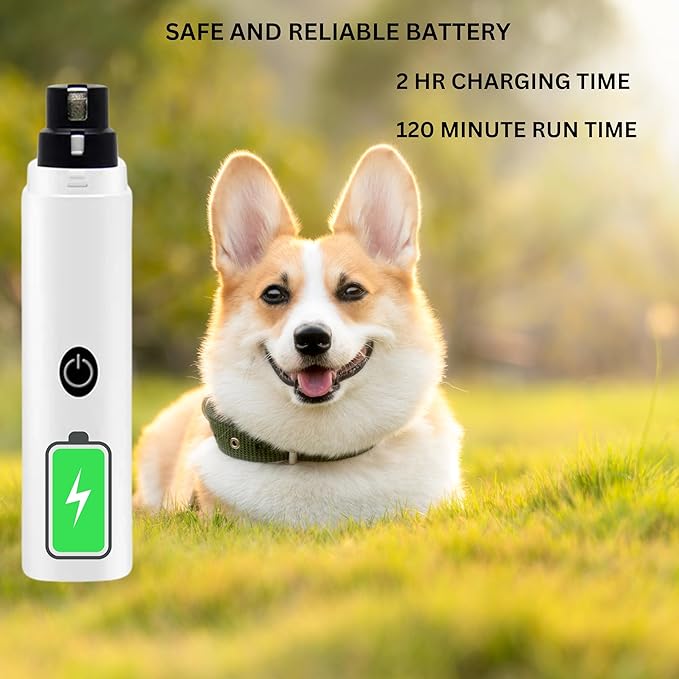 GajetNest Professional Pet Nail Grinder for Dogs and Cats, 2 Speeds LED Light USB Charging Low Vibration, Quiet, Cordless Ergonomic Long Lasting Battery, Safety Guard-Mewly Pet
