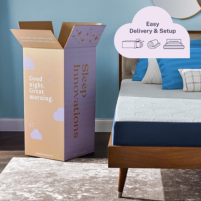 Sleep Innovations Marley Hybrid 10 Inch Cooling Gel Memory Foam and Innerspring Coil Mattress, Cal King Size, Bed in a Box, Medium Firm Advanced Support