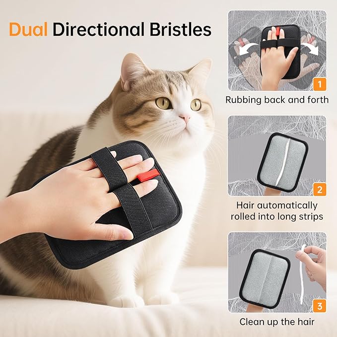 1 Pcs Static Pet Hair Removal Glove, Reusable Electrostatic Pet Cat Dog Hair Remover Grooming Gloves Brush Tool for Couch, Furniture, Carpet, Car Seat-Mewly Pet