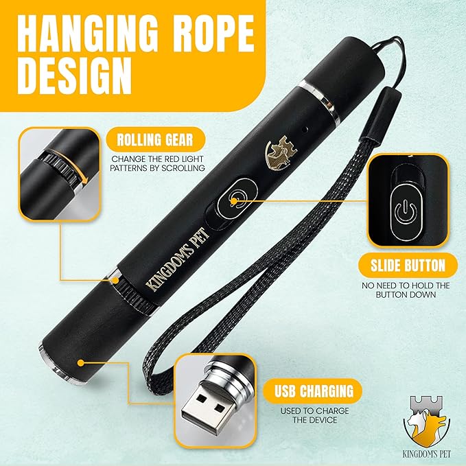 KINGDOM'S PET 3-in-1 Interactive Cat Toy Set – Rechargeable Laser Pointer, Feather Teaser & Wand for Indoor Cats’ Play and Exercise-Mewly Pet