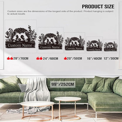 Custom Hedgehog Metal Sign, Personalized Hedgehog Metal Wall Art,Hedgehog Lovers Gift Metal Kid Room Decor,Personalized Hedgehog Lover Name Sign,Kid Nursery Decoration (Hedgehog A)