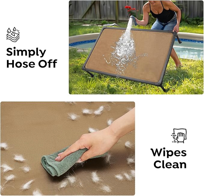 Veehoo Chew Proof Dog Cot, Non Chewable Large Bed, Anti-Scratch Durable Hammock Raised Place for Training Platform, Outdoor Cooling Off Ground, CWC2420ACP-Mewly Pet