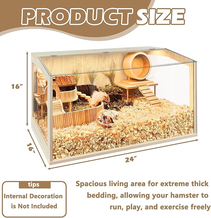 Prolee Hamster Cage Chewproof, Large Hamster Cage,Guinea Pig Cages Openable Top with Acrylic Sheets Solid Built, Hamster Habitat 24"-Mewly Pet