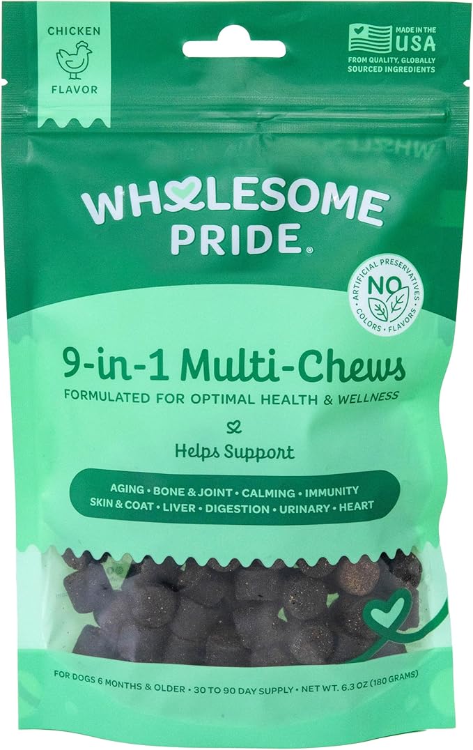 Wholesome Pride 9-in-1 Dog Multifunctional Soft Chews – Joint Pain Relief, Hip & Joint Support, Immune, Skin, Gut, Heart, Brain Health – Glucosamine, MSM, Chondroitin – 90 Chews-Mewly Pet