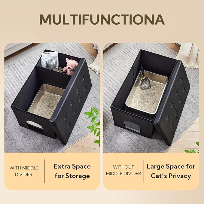 MEEXPAWS Cat Litter Box Enclosure Furniture Hidden, Cat Washroom Bench Storage Cabinet | Extra Large 35.4'' x 19.7'' x 19.7''| Dog Proof | Waterproof Inside/Easy Clean | Easy Assembly | Odor Control-Mewly Pet