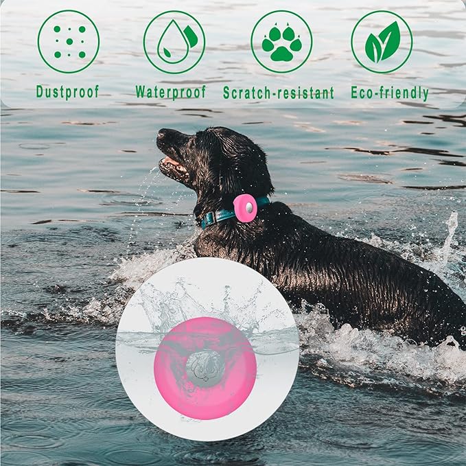 Airtag Holder for Dog Collar, Cibaabo Silicone Air Tag Case Cover Compatible with Apple Airtags for 0.8-1.2inch Cat Pet Collar Harness Loop-Mewly Pet