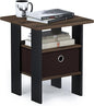 Furinno ANDREY Side Table, End Table, Night Stand with Open Shelves and Storage Bin, Bedside Table, for Living Room, Bedroom, Columbia Walnut
