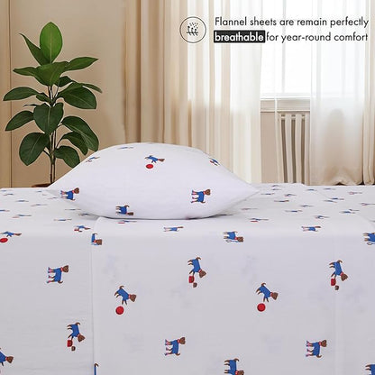 RUVANTI Flannel Sheets Twin XL Size - 100% Cotton Double Brushed Twin XL Sheet Sets, Deep Pockets 16 Inches, All Seasons Breathable & Extra Soft Bed Sheets, Warm & Cozy, 3 Piece, Puppy Playoff