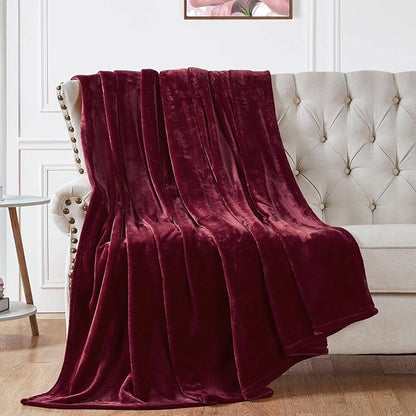 Walensee Fleece Blanket Plush Throw Fuzzy Lightweight (Twin Size 60x80 Burgundy Red) Super Soft Microfiber Flannel Blankets for Couch, Bed, Sofa Ultra Luxurious Warm and Cozy for All Seasons
