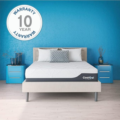 Cool Gel Chill 14 Inch Medium Firm Memory Foam Mattress Twin XL Size, with Bonus Cool Gel Memory Foam Bed Pillow, 14" with Pressure Relief, CertiPUR-US Certified, Cooling Twin XL Mattress in a Box