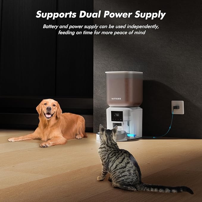 Automatic Dog Feeder - 8L/34 Cups Large Capacity Automatic Cat Food Dispenser with LCD Screen, Large Food Tray, Battery Operated, Timed Cat Feeder, Up to 50 Portions 6 Meals Per Day, Keeps Fresh-Mewly Pet