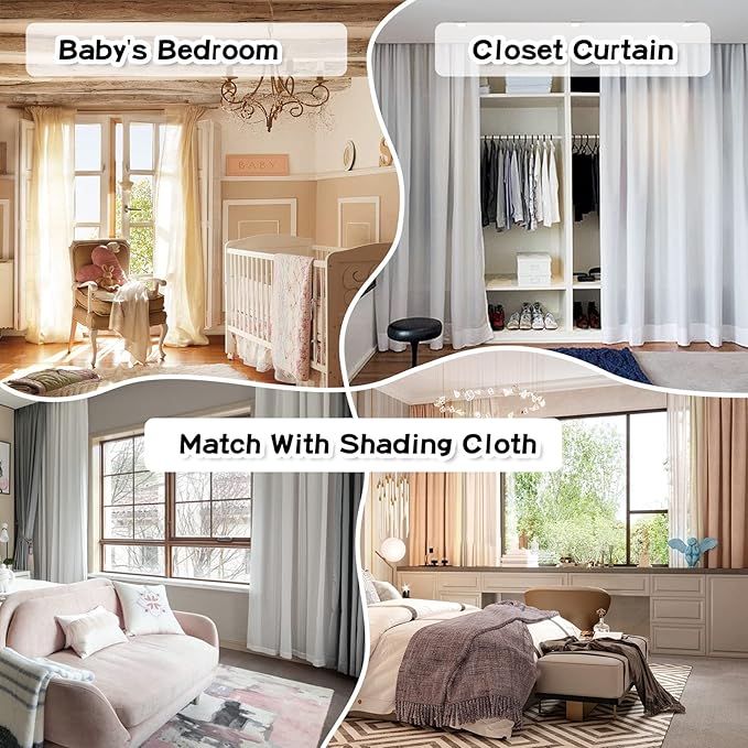 MYSKY HOME 45 Inches Long Pink Curtains for Kitchen Pom Pom White Sheer Curtains for Bedroom Living Room Nursery Girls Room Rod Pocket Boho Small Window Panels of 2 Drapes 37 x 45 inch Length