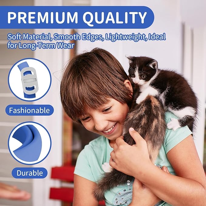 4 Pack Flea and Tick Collar for Cats, 32 Months Flea and Tick Treatment, Flea and Tick Prevention, Waterproof, Adjustable Flea and Tick Collar for Kittens, Blue & Orange-Mewly Pet