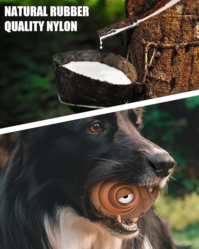 Giggle Ball for Dogs Owl Dog Toys for Aggressive Chewers Medium Large Dogs Fun Gift for Dog Natural Rubber Herding Ball for Dogs Cute Owl Hoot Brown New-Mewly Pet