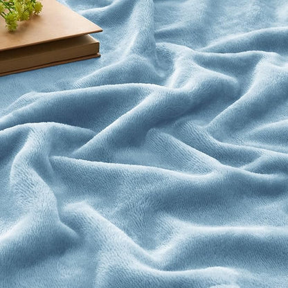 BEDELITE Fleece Blankets Queen Size Washed Blue Throw Blankets for Bed, Luxury Plush Cozy Fuzzy Blanket 90x90 inches, Super Soft Warm Lightweight Throw Blanket All Seasons Suitable